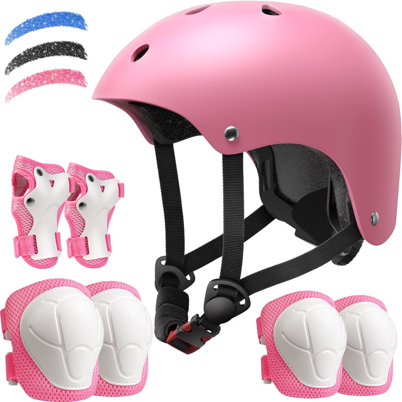 DARME Kids Bike Helmet Set  Adjustable Helmet for Ages 3-15 Year Boys Girls  Helmet Pad Set with Knee and Elbow Pads for Bike  Roller  Skating  Scooter  Longboard and More Sports - Image 1